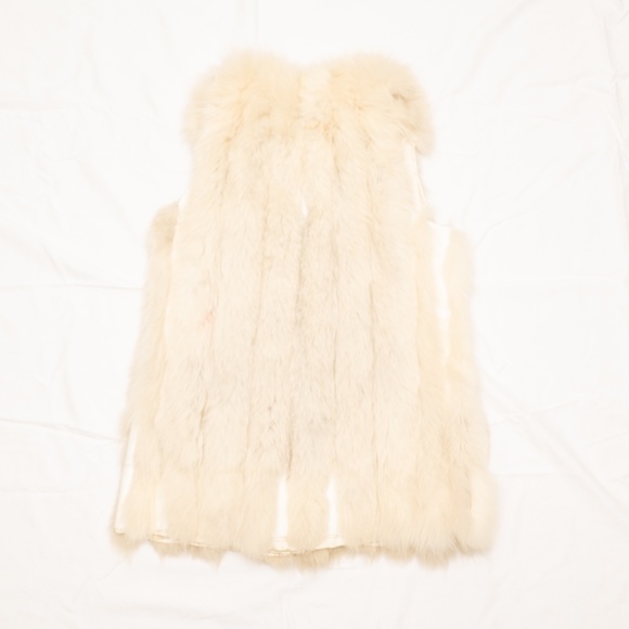 Vintage White Rabbit Fur/Leather Vest - Picture 2 of 4